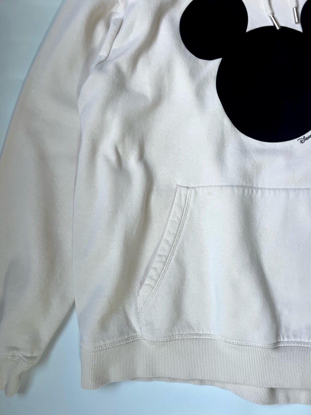 H&M x Disney Mickey Mouse Hoodie Cream Off-White Graphic Sweatshirt Size S Small - Picture 5 of 12